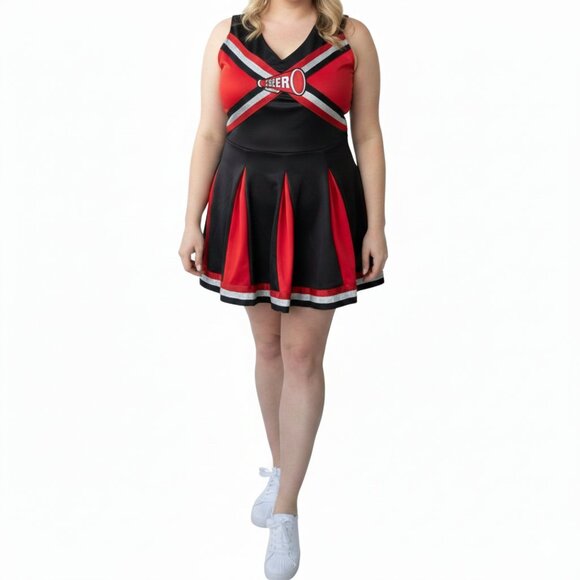 Spirit Halloween Red and Black Cheerleader Costume Adult L - Picture 9 of 9
